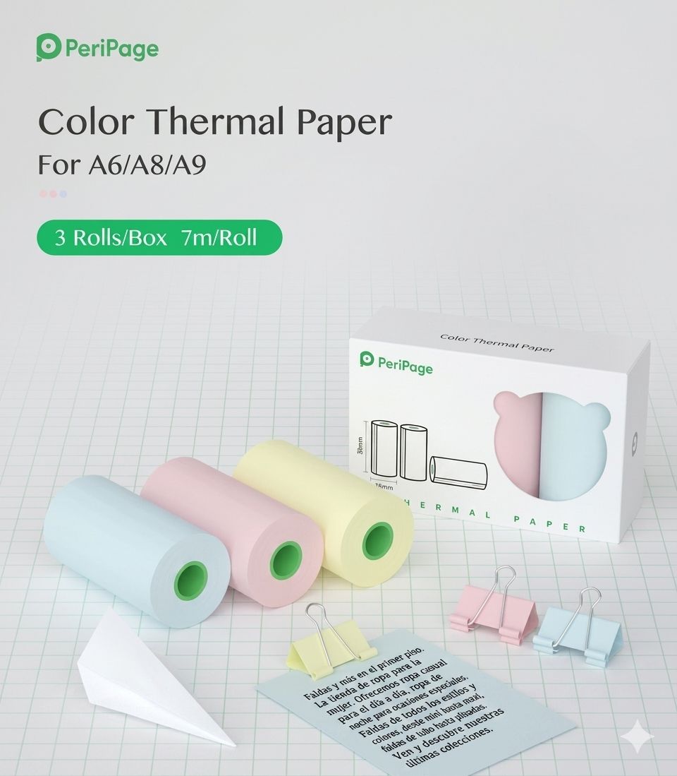 Paquete de Rollos: De Colores y No Adhesivos
