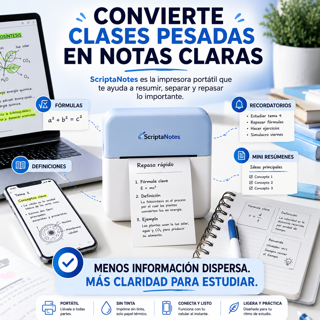 SCRIPTANOTES Impresora Portable de Tecnología Térmica