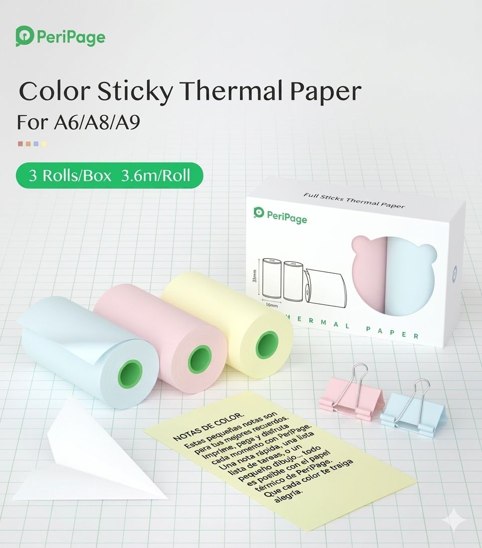 Paquete de Rollos: De Colores y Adhesivos